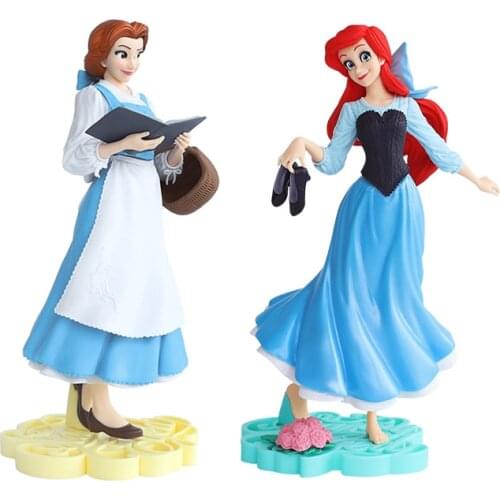 Bandai Genuine Anime Figures Cute Princess Dolls Ariel Belle Action Figure Model Toys Gifts For Girls