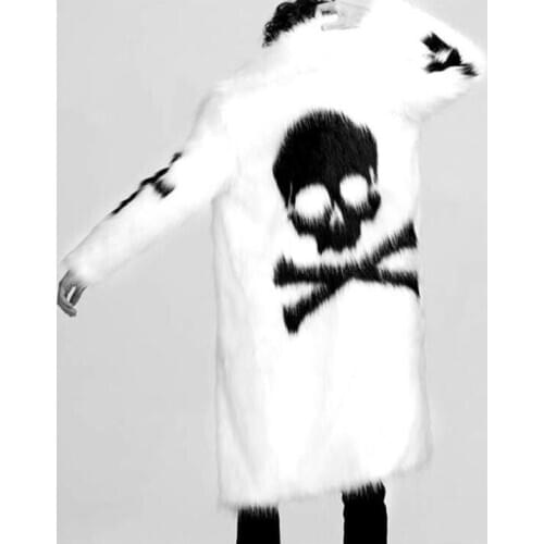 Autumn fur leather coatmens warm faux mink fur long leather coat men loose jackets winter thicken jaqueta de couro fashion white