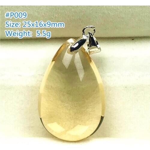 Genuine Natural Yellow Citrine Pendant Jewelry For Woman Man Gift Silver Clear Quartz Crystal Beads Water Drop Gemstone AAAAA