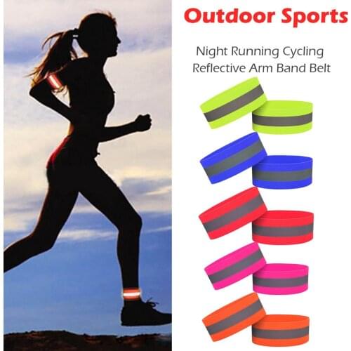 2pc Reflective Armband Belt Strap For Outdoor Sports Night Running Cycling Arm Belt Riding Jogging Safety Fitness Accessories