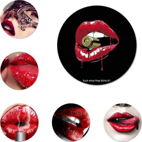 Sexy lips Protector Icons Pins Badge Decoration Brooches Metal Badges For Backpack Decoration 58mm