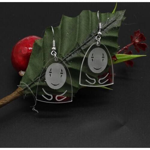 Korean version of transparent acrylic Harajuku cute anime faceless male pendant earrings ladies jewelry gifts