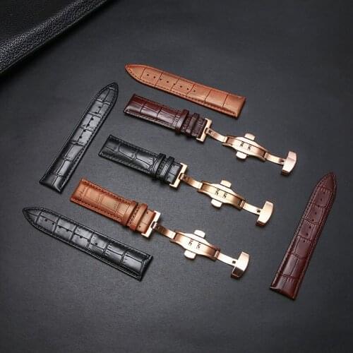 Bracelet wristband Calf Genuine Leather Watch Band Adjustable butterfly buckle 16mm 18mm 20mm 22mm Alligator Grain Watch Strap