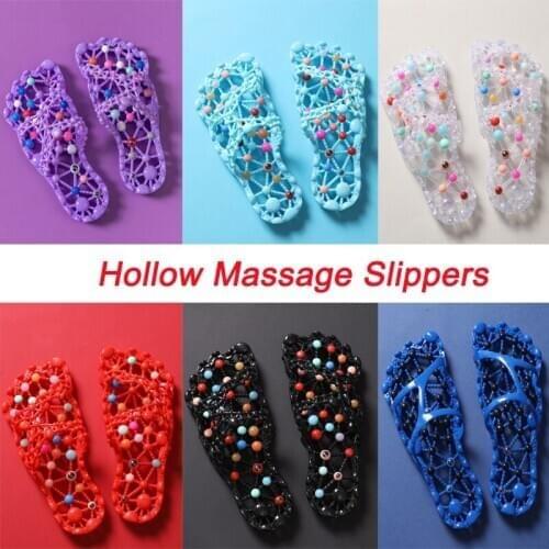 Ladies Hollow Out Slippers Women Bathroom Non-Slip Leaking Water Sandals Plantar Massage Slides Female Flip Flops Indoor Shoes