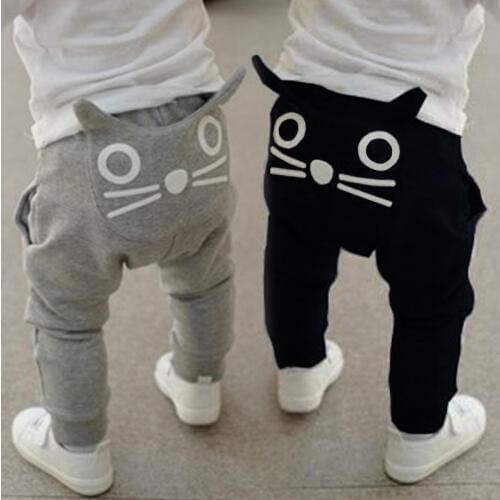 2 3 4 5 6 Years Toddler Pants Kids Cute Cat Boys Pants Child Trousers Casual Harem Pants Baby Boy Girls Trousers Leggings Summer