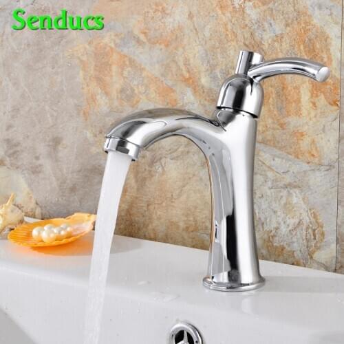 Senducs Single Cold Basin Faucet Quality Zinc Alloy Bathroom Cold Basin Faucet Newly Design Deck Mounted Cold Bathroom Faucet