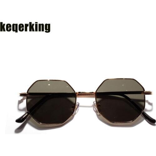 New Polygon Small Sunglasses Women Retro Round Metal Sun Glasses Men Brand Designer Hexagon Eyeglasses UV400