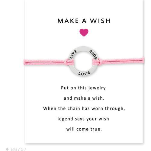 High Quality Unisex Handmade Silver Hope Faith Love Charm Make a Wish Bracelets for Women