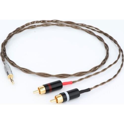 High Quality HIFI 3.5mm Stereo to 2 RCA Male Cable Nordost Odin Siver Plated 3.5mm to Double RCA Male Audio Aux Cable