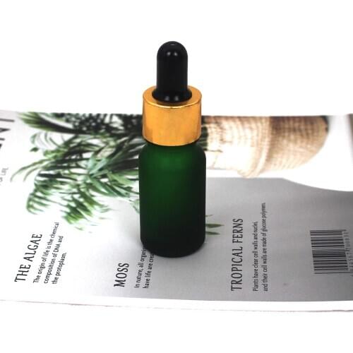 10ml green matte essential oil bottle glass dropper empty bottle with bamboo/aluminium cap