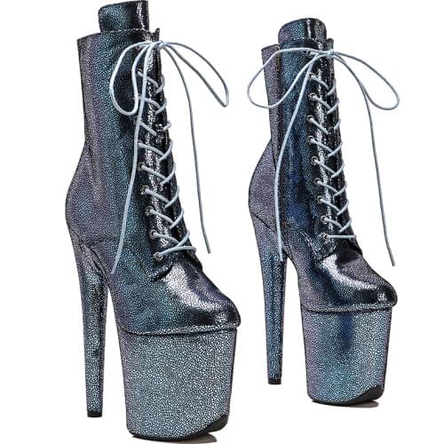 Leecabe 20CM/8Inch Womens Platform disco party High Heels Genuine Leather Pole Dance boot