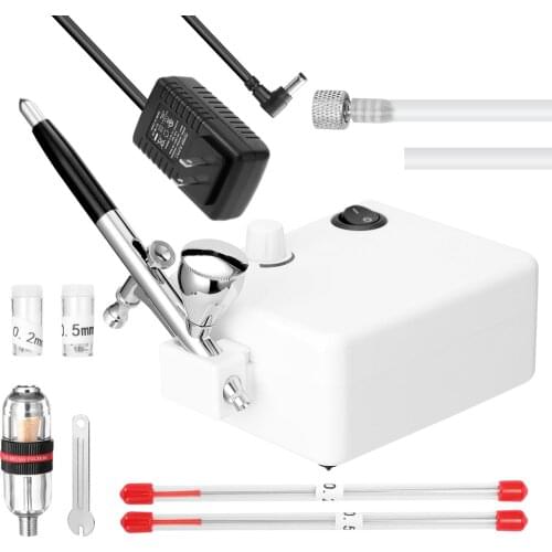 0.3mm Airbrush set Non-oil Type 30PSI Air Compressor Set Spray Gun Airbrush Kit for Nail Airbrush for Model/Cake/Car Painting