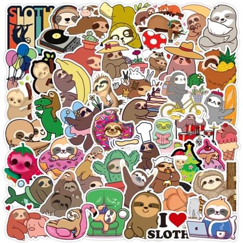 10/30/50PCS Sloths Cartoon Graffiti Stickers DIY Bike Skateboard Fridge Guitar Laptop Waterproof Classic Kid Toys Sticker Decals