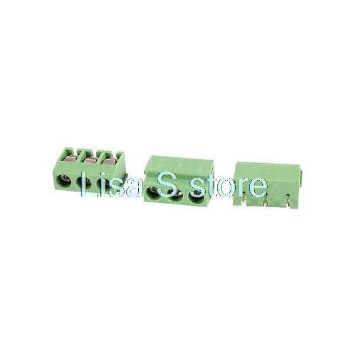 3 Pcs PCB Screw Terminal Block 3 Pole 5mm Pin Pitch for 24-12AWG Wire 250V 5A