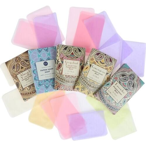 50pcs Disposable Travel Disinfecting Soap Paper Home Kitchen Bath Cleaner Portable Boxed Foaming Scented Slice Sheets Soap Paper