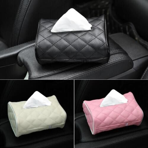Auto Car Vehicle Faux Leather Zipper Tissue Box Napkin Storage Paper Holder