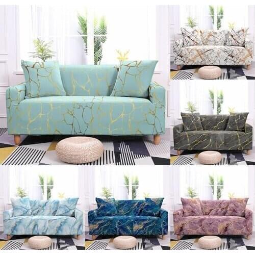 Simple Marble Pattern Elastic Washable Sofa Cover for Living Room Sofa Slipcover Single Loveseat Sofa Protector Couch Cover