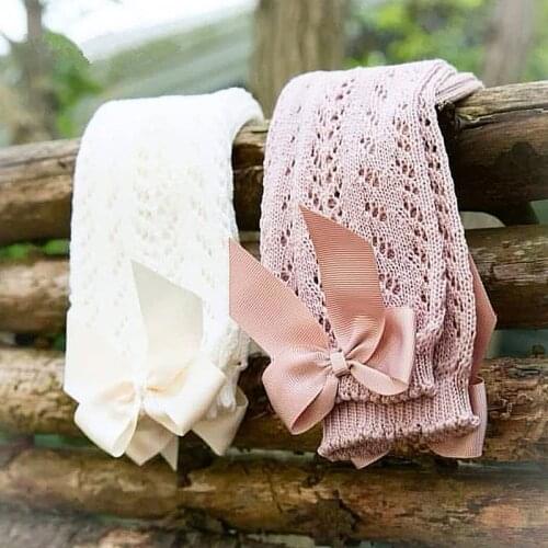 Kids Knee High Soft Cotton Mesh Spanish Style Children 0-5 Years Breathable Socks Summer Baby Girls Socks Toddlers Bow Long Sock