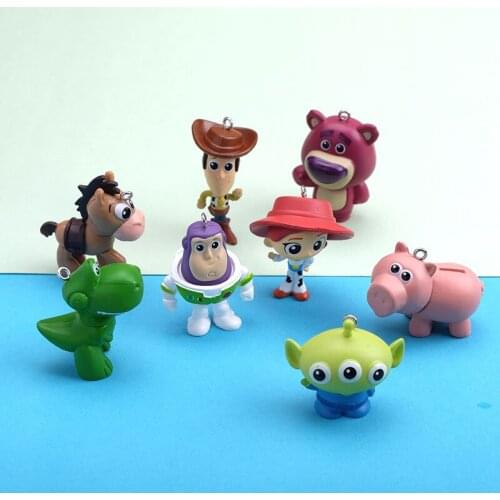Disney Toy Story 4 Action Figure Doll DIY Decoration Model Cartoon Anime Buzz Lightyear Lotso Partysaurus Rex Keychain Pendant