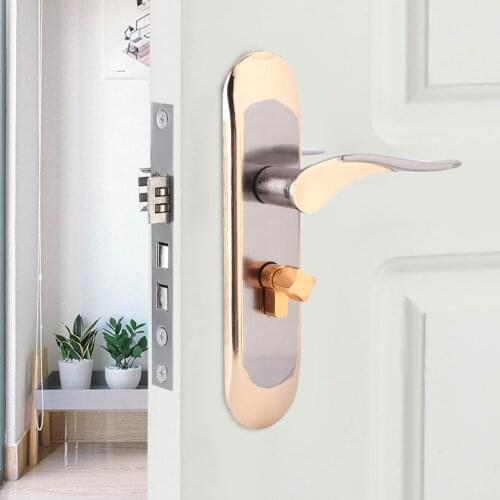 Office Home Handle Look Household Indoor Door SecurityAluminum Alloy Security Door Handle Lock Set with Keys Hardware Accessory