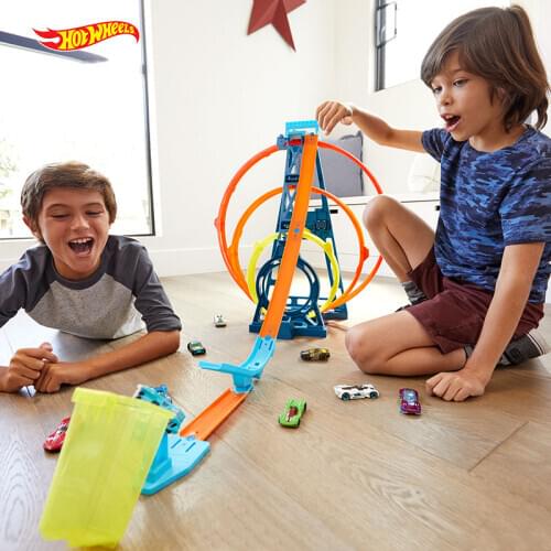 Hot Wheels Track Builder Unlimited Triple Loop Kit Set Fun Play Acceleration Car Toy Educational Building Hotwheels Model Gift
