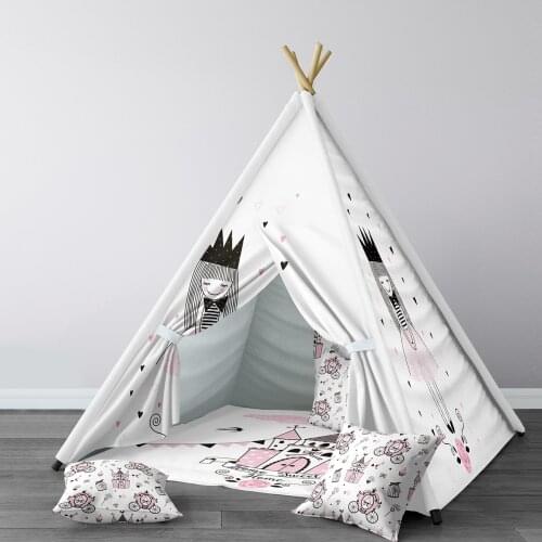 Play Tent for Kids Wigwam Portable Indoor Playground Tents Children Bedrooms Pink Castle and Pumking Car Model 083