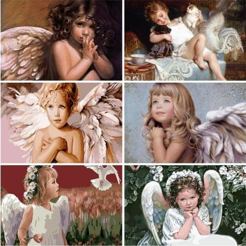 HUACAN Painting By Number Girl DIY Pictures By Numbers Angel Drawing On Canvas Hand Painted Paintings Art Home Decoration