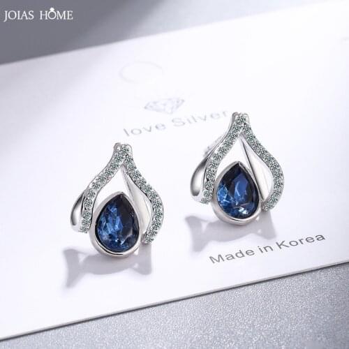 Joiashome Classic Stub Women Earrings With Water Drop Shape Sapphire Gemstones 5A Zircon Gemstones Wedding Party Gift