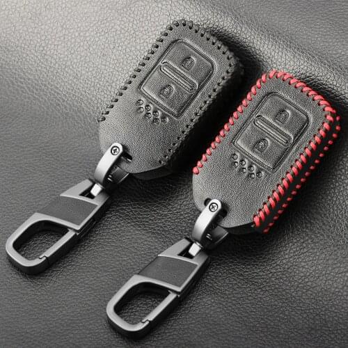 Leather 2 Buttons Remote Car Key Cover Case For Honda Accord EX EXL Civic Crv Crz Hrv Pilot Ridgeline 2016 2017 2018