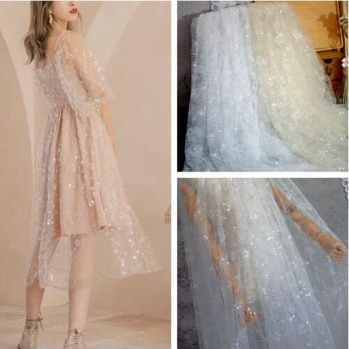 1.5 meters wide sequin embroidery lace embroidery fabric clothing dress veil fabric Lolita Hanfu fabric