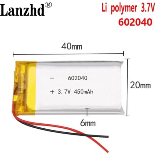 50pcs 602040 3.7V 500mah Li-ion lithium polymer battery For MP3 MP4 Smart Watch Bluetooth headset Backup Power Li-po cell