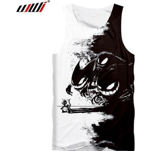 UJWI Man 3D Printed Funny Sleeveless Big Size Mens Tank Top Loose Black And White 5XL Dropshipping Itself