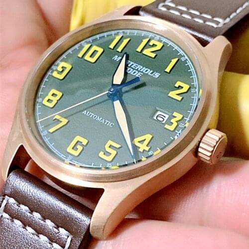Bronze Pilot Watch Men Sports NH35 Automatic Mechanical Wristwatches Air Force 40mm Titanium Sapphire Luminous Watches Vintage