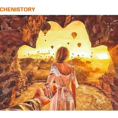 CHENISTORY Frameless Sunset Lover DIY Painting By Numbers Modern Wall Art Coloring Picture By Numbers For Wedding Decoration Art