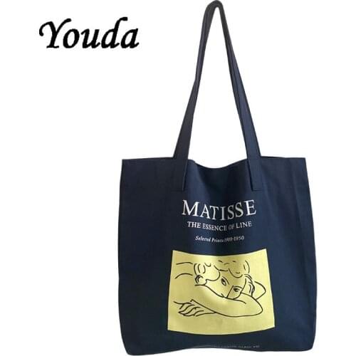 New Womens Canvas Shoulder Bag Student Retro Simple Female Tote Fashion English Printing Large Capacity Reusable Shopping Bag