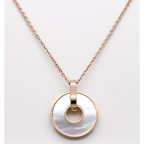 Wholesale New Fashion Jewelry Rose Gold Colour Stainless Steel Link Chain White Shell Pendant Necklace Women Party Gifts