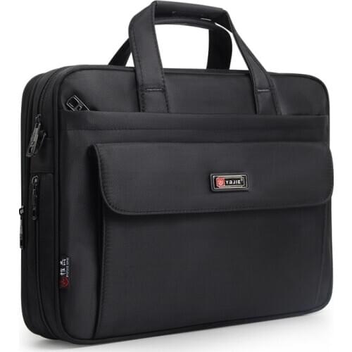 Mens Briefcase Business Travel 14 Inches Laptop Bag Large Capacity Black Waterproof Oxford