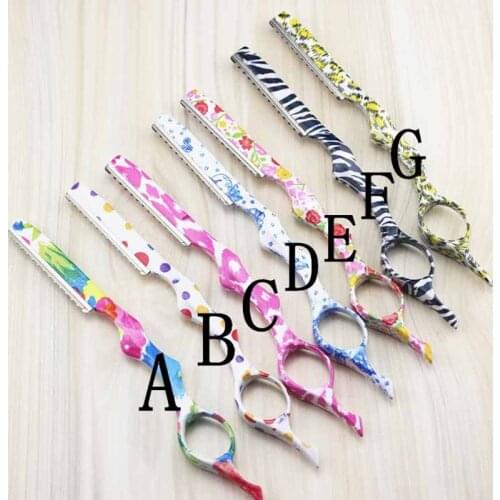 Professional Sharp Barber Razor Blade Hair Razors Cut Hair Cutting Thinning Alloy Knife Salon Colorful Painting Free 10 Blades