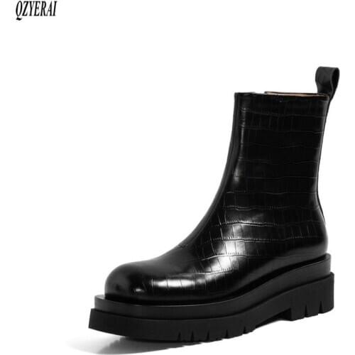 QZYERAI black Riding boots Genuine leather Female boots Womens boots Autumn and winter Womens shoes Size 34-40