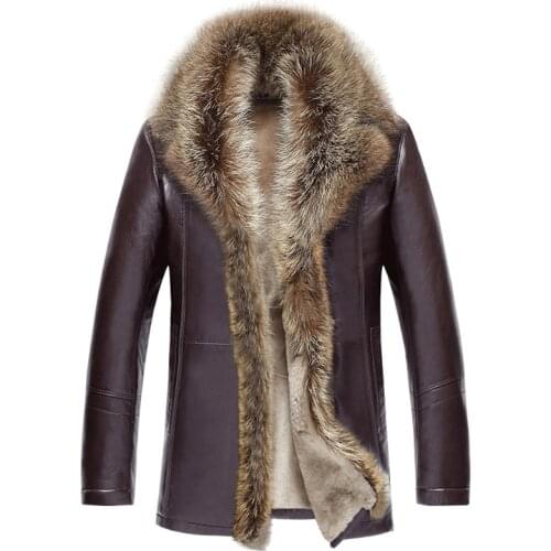 Luxury Fur Collar Winter Jacket Coat Real Fur Leather Overcoats Plus Size 6XL 5XL Shearling Velvet Fur Jacket Dress Suit Coats