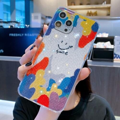 Luxury Glisten Rhinestone cartoon Phone Case For iPhone 12 11 Pro Max X XR XS Max 7 8 plus SE 2020 Transparent Soft TPU Cover