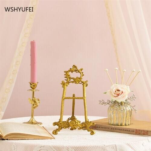 Old effect classical pattern old retro style golden plate frame easel dessert stand tableware display stand retro beauty
