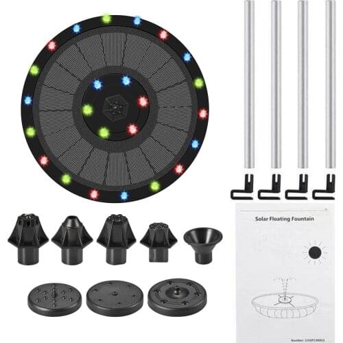 9V/3.5W LED Solar Fountain Water Pump With 7 Water Types Floating Solar Panel Water Fountain For Birdbath Pond Garden Decor