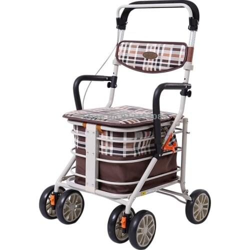 Elderly Shopping Cart, Trolley, Scooter, Walker, Can Sit, Push, Foldable, Grocery Cart, Four-wheeler