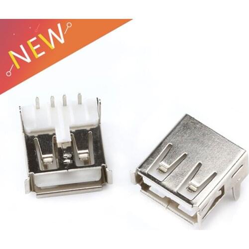10pcs USB 2.0 4Pin A Type Female Socket Connector G54 2 Feet 90 Degree Data Transmission Charging Plug Adapter PCB SDA Cable