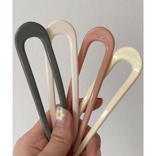 DIY Accessories Women Hair Style Tool Acrylic Fork Hairpins Korean Style Simple Barrette U Shape Clip Plastic Resin Hair Plug