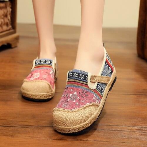 2021 Womens Handmade Espadrilles Casual Flat Fisherman Shoes For WomenHemp Bottom Knitting Loafers Embroidery Bota Shoes Summer