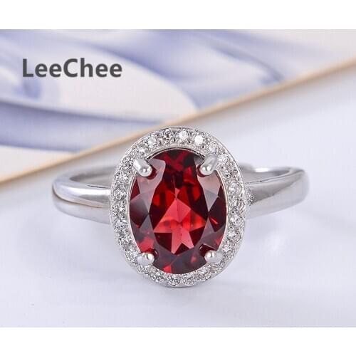 100% Natural wine red Garnet ring for women Engagement gift 7*9mm high quality gemstone jewelry real 925 Solid Sterling Silve