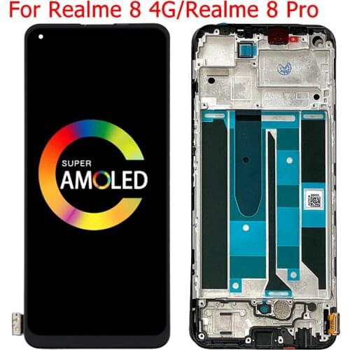 6.4" Original For Realme 8 Pro LCD Display Screen With Frame For Realme 8 RMX3085 LCD Screen 8Pro RMX3081 Display Touch Panel