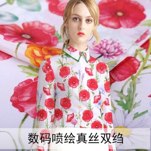 1 Meter * 1.14 Meter Silk Crepe De Chine Printing